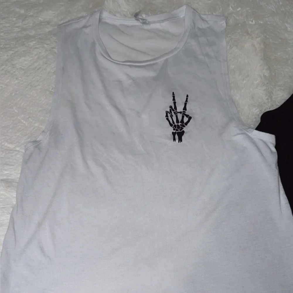 Trendy Women's Graphic Tank Tops - Black and White - Picture 4 of 7